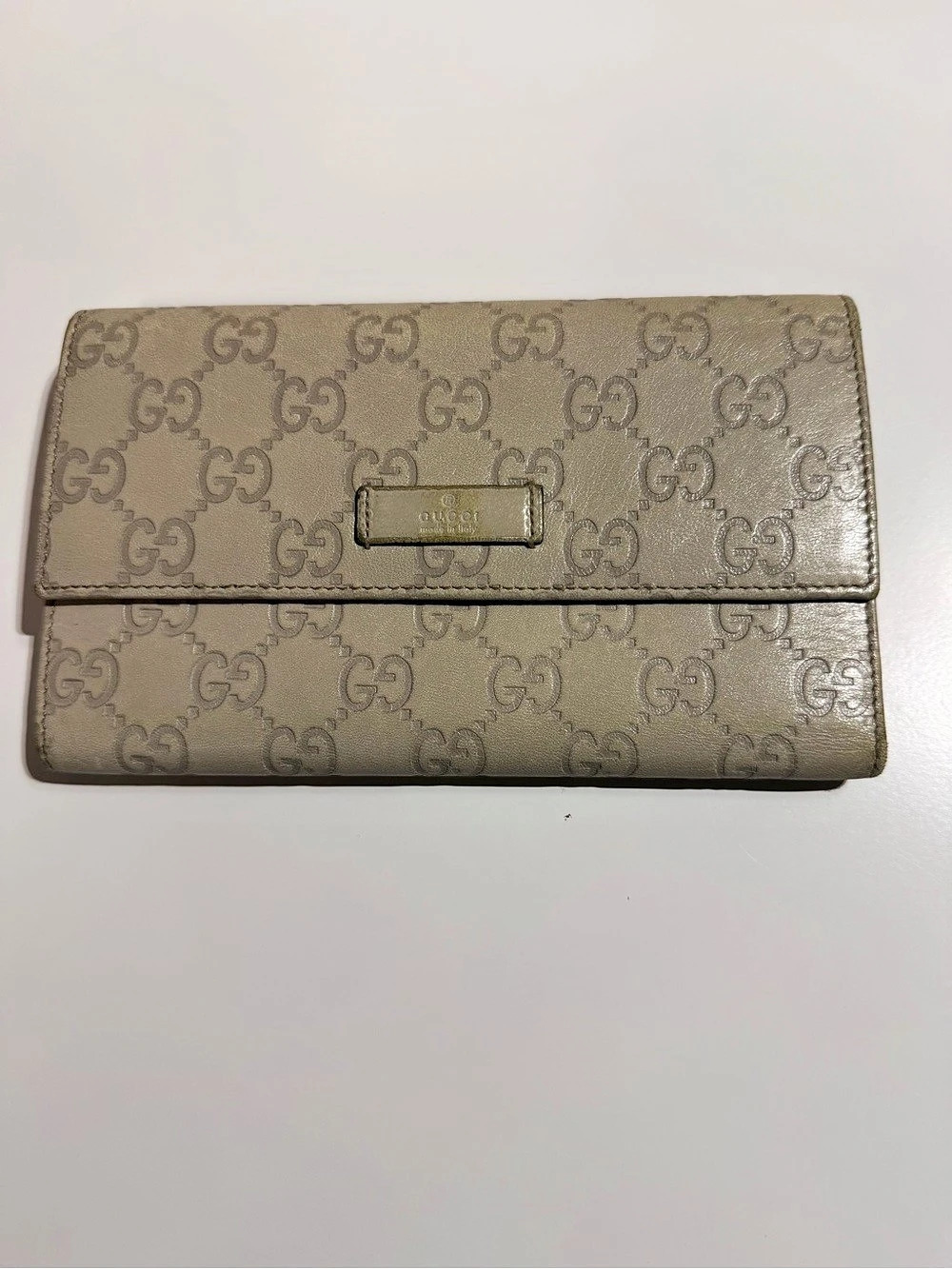 Gucci Guccissima Continental Long Wallet Beige & Brown